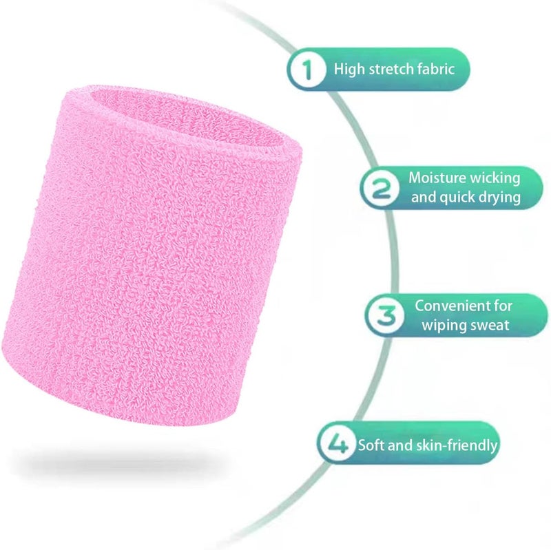 Fecawd Wristbands Sweatbands for Men & Women, Breathable Tennis Wrist Bands Absorbent Sweat Band Multiuse Wristband for Basketball, Running, Gym, Working Out - Image 2